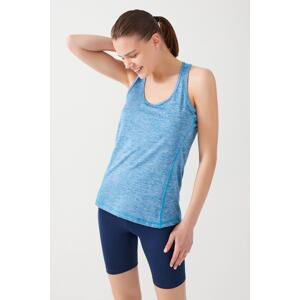 LOS OJOS Blue Melange Tank Top Crew Neck Athletic Singlet