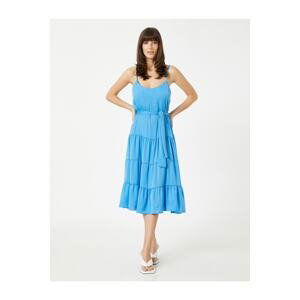 Koton Tiered Midi Dress with Straps and Belt