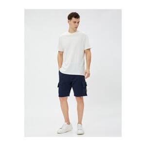 Koton Cargo Shorts with Pockets, Buttons and Ribbed.