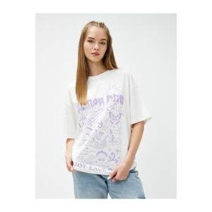 Koton Oversized T-Shirt Printed Short Sleeves Crew Neck Cotton