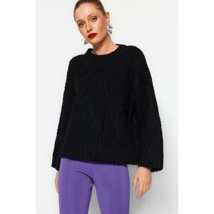 Trendyol Black Wide Fit Soft Textured Knitwear Sweater