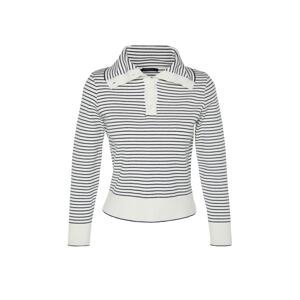 Trendyol Navy Blue Premium/Special Thread Striped Knitwear Sweater