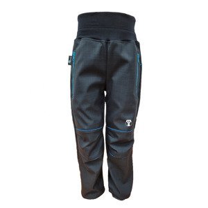 Dětské softshellové kalhoty LETNÍ - černé s modrými kapsami