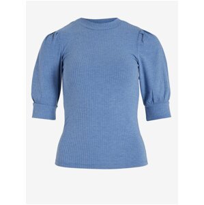 Modré dámské žebrované tričko VILA Felia - Dámské