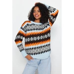 Trendyol Mint Wide Fit Soft-Texture, Patterned Knitwear Sweater