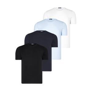 QUAD SET T8569 DEWBERRY BIKE COLLAR MENS T-SHIRT-BLACK-WHITE-NAVY BLUE-BLUE