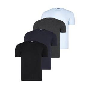 QUAD SET T8569 DEWBERRY BIKE COLLAR MENS T-SHIRT-BLACK-NAVY BLUE-BLUE-ANTHRACITE