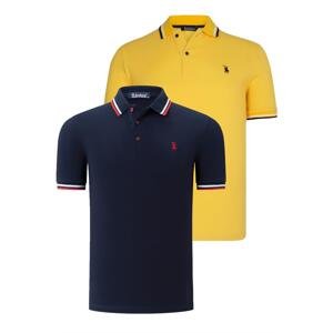 DUAL SET T8594 DEWBERRY MENS T-SHIRT-NAVY BLUE-YELLOW