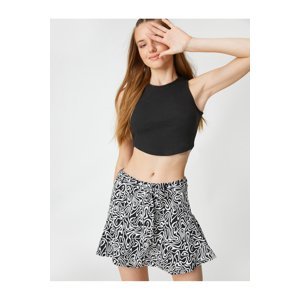 Koton Patterned Short Skirt Mini Waist Belted Ruffle