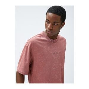 Koton Oversize T-Shirt with Slogan Detail Abstract Printed Crew Neck Cotton