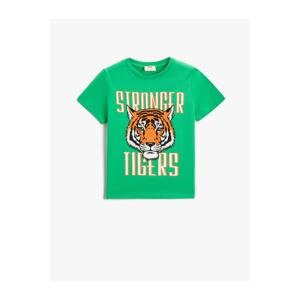 Koton Tiger Printed Short Sleeve T-Shirt Cotton