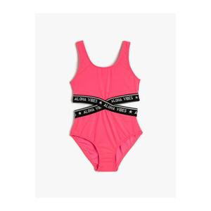 Koton Swimsuit Window Detailed Straps Ruffled Round Neck