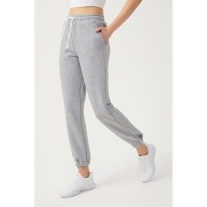 LOS OJOS Women's Melange Gray Elastic Leg Jogger Sweatpants