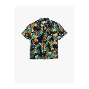 Koton Short Sleeve Shirt Floral Single Pocket Detailed