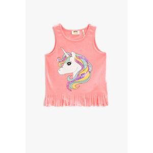 Koton Tassels Unicorn Printed Top Crew Neck Sleeveless