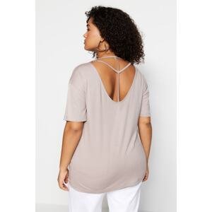 Trendyol Curve Mink Knitted T-Shirt with Back Detail