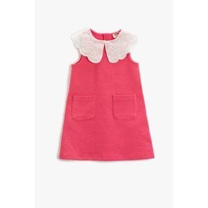 Koton Tweed Dress Loose Fit Baby Collar Sleeveless Pocket Detailed Cotton