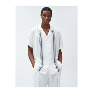 Koton Short-Sleeved Shirt with Turndown Collar Buttons Stripe Detailed.