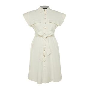 Trendyol Curve Stone Belted Woven Shirt Dress