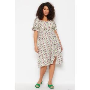 Trendyol Curve Multicolored Floral Woven Dress With Slits