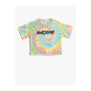 Koton Oversized Printed T-Shirts, Tie-tie Patterned Short Sleeves.