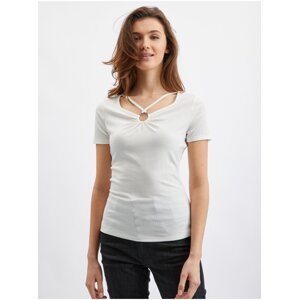 Orsay Bílé dámské tričko s ozdobným detailem - Dámské