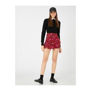 Koton Floral Shorts Skirt Flounces High Waist