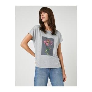 Koton Floral Printed T-Shirt with Short Sleeves