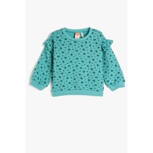 Koton Ruffled Sweatshirt With Floral Long Sleeve Crew Neck Cotton