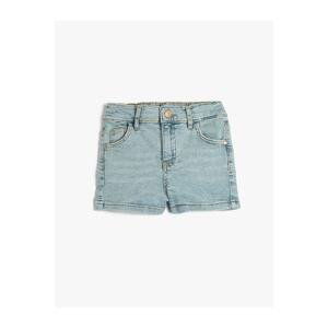 Koton Jeans Shorts with Pocket, Cotton and Adjustable Elastic Waist.