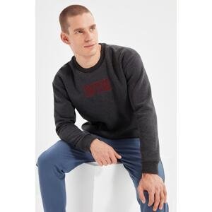 Trendyol Smoked Men's Regular/Real fit Long Sleeved Crewneck Embroidery Sweatshirt
