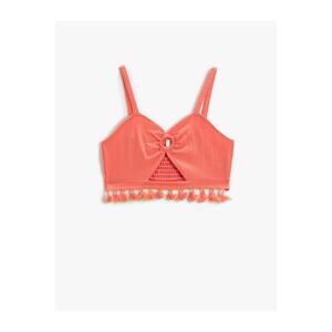 Koton Crop Top with Tassels and Window Detail
