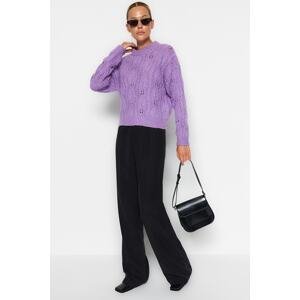 Trendyol A Lilac Wide fit, Soft Textured Openwork/Perforated Knitwear Sweater