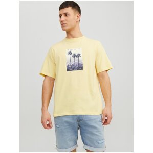 Světle žluté pánské tričko Jack & Jones Splash - Pánské