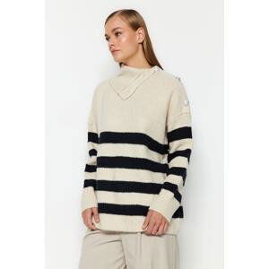 Trendyol Stone Striped Turtleneck Knitwear Sweater