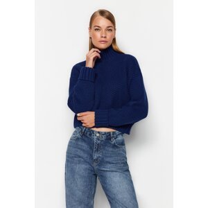 Trendyol Navy Blue Stand-Up Collar Knitwear Sweater
