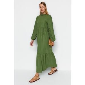 Trendyol Green High Neck Crinkle Wide Fit Woven Dress