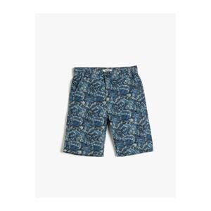 Koton Chino Shorts with Pocket, Floral Pattern, Cotton