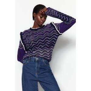 Trendyol Navy Blue Patterned Knitwear Sweater