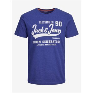 Modré pánské tričko Jack & Jones Logo - Pánské