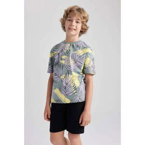 DEFACTO Boy Oversize Fit Crew Neck Patterned Short Sleeve T-Shirt