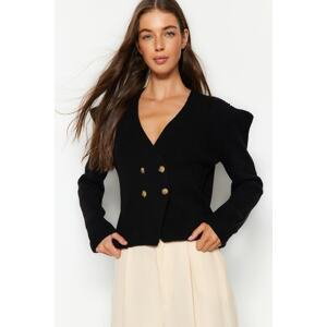 Trendyol Black Jacket-Looking Knitwear Cardigan