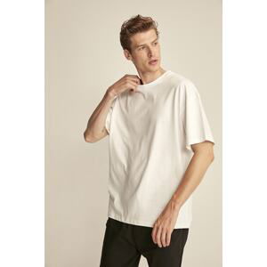 GRIMELANGE Jett Men's Oversize Fit 100% Cotton Thick Textured White T-shirt