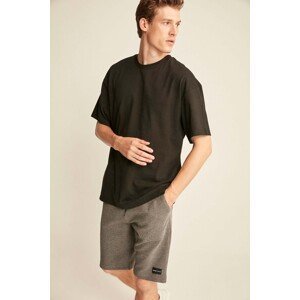 GRIMELANGE Jett Men's Oversize Fit 100% Cotton Thick Textured Black T-shirt