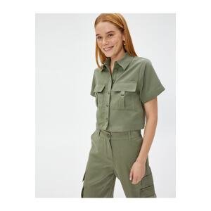 Koton Crop Safari Shirt with Pockets Modal Blended