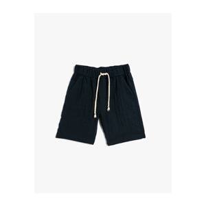 Koton Cotton Muslin Shorts with Pockets and Elastic Waist.