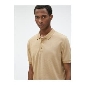 Koton Polo T-Shirt Buttoned Slim Fit Patterned Short Sleeve