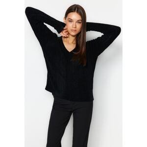 Trendyol Black V-Neck Knitwear Sweater