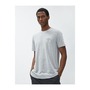 Koton Embroidered Detailed T-Shirt Textured Crew Neck Short Sleeve
