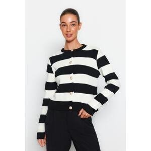 Trendyol Striped Ecru Basic Knitwear Cardigan